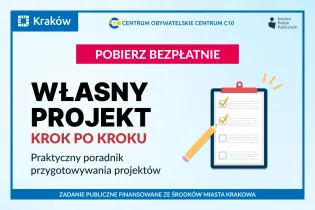 Grafika promująca bezpłatny poradnik "Własny projekt krok po kroku. Praktyczny poradnik przygotowania projektów".