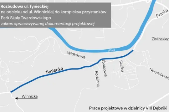 Rozbudowa ul. Tynieckiej od ul. Wiśnickiej do Parku Skały Twardowskiego w Dębniki.