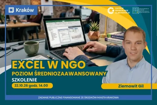 Szkolenie z Excela dla NGO, poziom średniozaawansowany, 22.10.26, godz. 14.00, Ziemowit Gil.