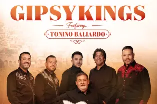 Plakat koncertu Gipsy Kings z datą i miejscem wydarzenia oraz informacją o występie Tonino Baliardo.