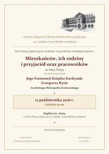 Wizyta duszpasterska Jego Eminencji Księdza Kardynała Grzegorza Rysia w DPS im. Ludwika i Anny Helclów w Krakowie.