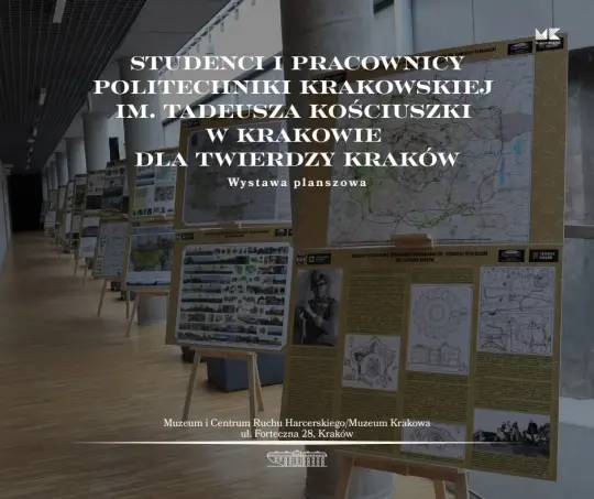 Wystawa planszowa o studentach i pracownikach Politechniki Krakowskiej w Krakowie.