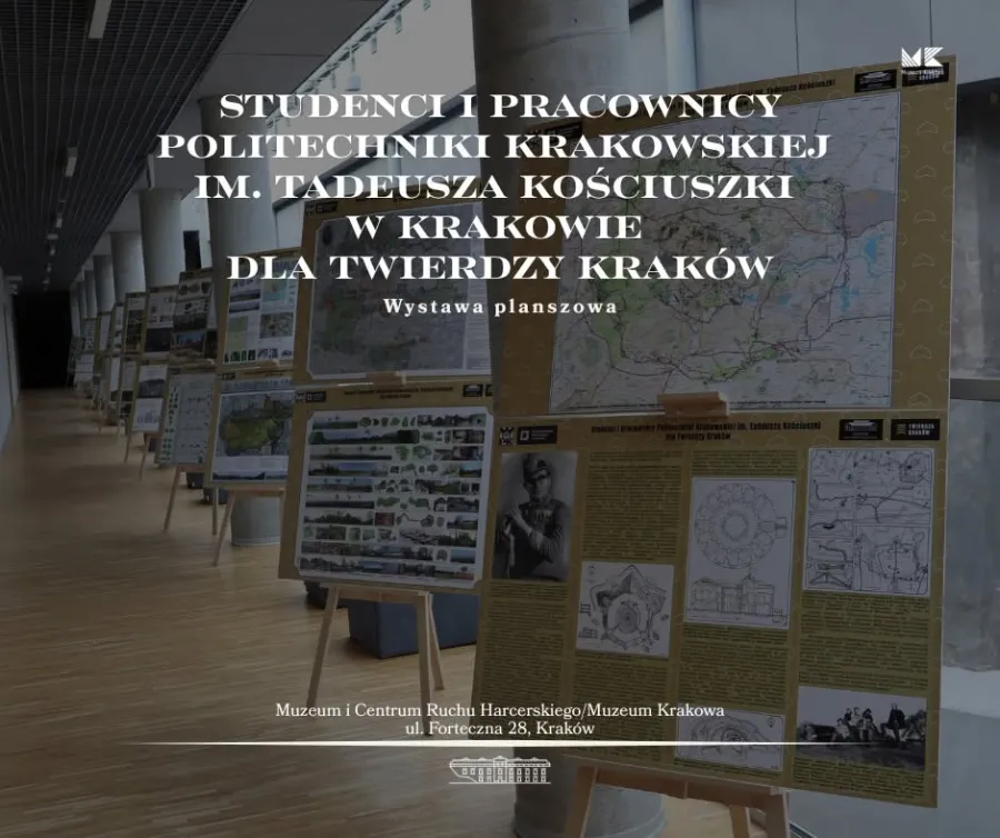 Wystawa planszowa o studentach i pracownikach Politechniki Krakowskiej w Krakowie.