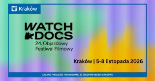Plakat festiwalu filmowego Watch Docs w Krakowie, 5-8 listopada 2026.