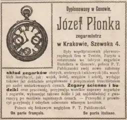 Zakład zegarmistrzowski Józefa Płonki przy ul. Szewskiej 4. 
