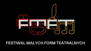 Logo Festiwalu Małych Form Teatralnych z elementami teatralnymi i muzycznymi.