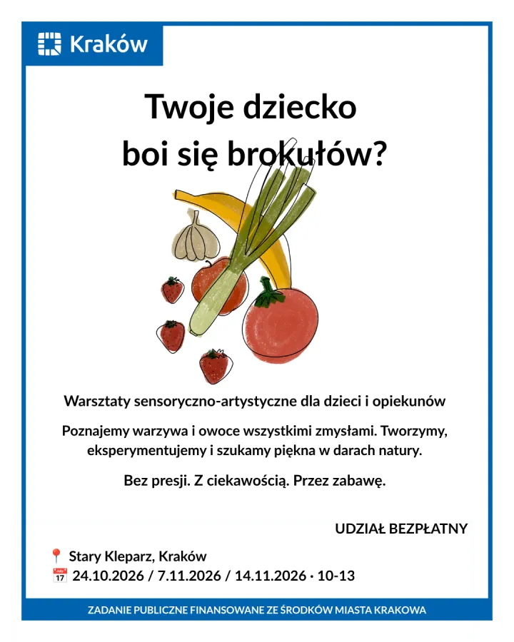 Warsztaty sensoryczno-artystyczne dla dzieci i opiekunów w Krakowie.