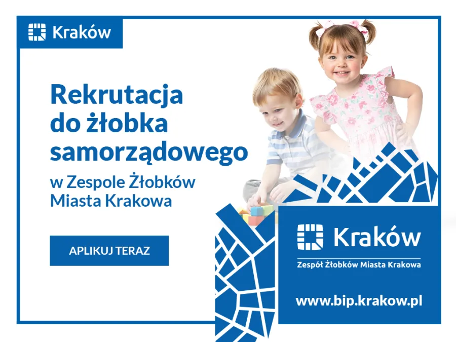 Rekrutacja do żłobka samorządowego w Krakowie, dzieci bawiące się.