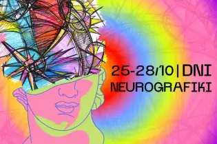 Kolorowa grafika promująca Dni Neurografiki, z abstrakcyjnymi wzorami i datami wydarzenia.