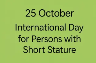 Grafika. Na zielonym jasnym tle napis prosta czarną czcionką 25 October International day for persons with short stature