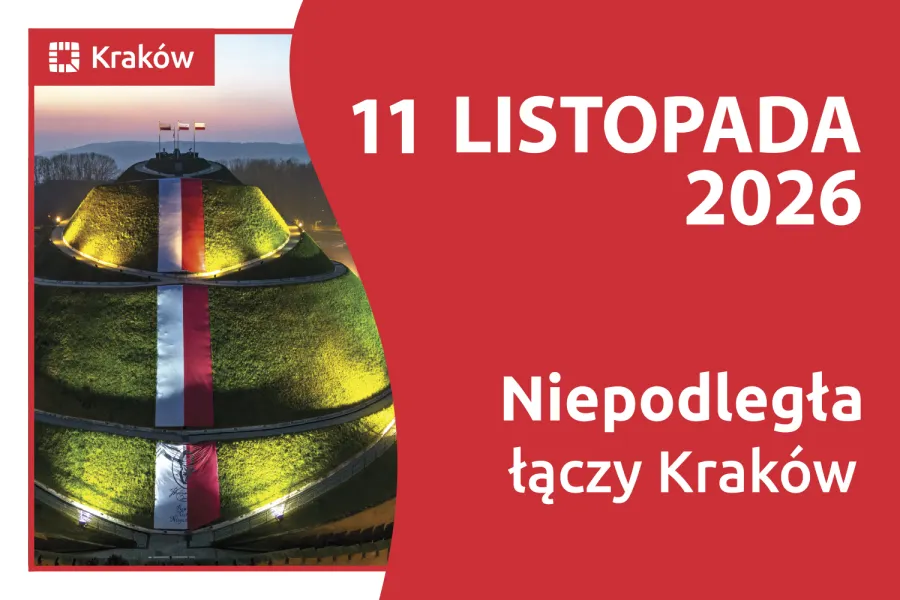 11 listopada 2026, święto Niepodległej w Krakowie, iluminacja wzgórza.