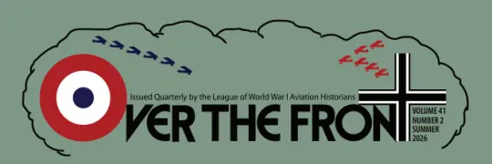 Logo czasopisma "Over the Front" z motywami lotniczymi i symbolami wojskowymi.