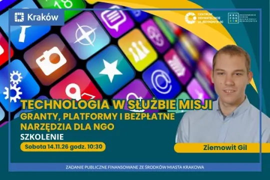 Szkolenie o technologiach dla NGO, prowadzone przez Ziemowita Gila, Kraków, 14.11.26.
