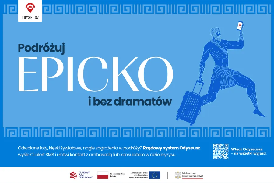 Podróżowanie bez problemów z systemem Odyseusz, informacja o alertach i kontaktach w kryzysie.