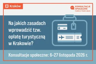 Konsultacje społeczne dotyczące wprowadzenia opłaty turystycznej w Krakowie.